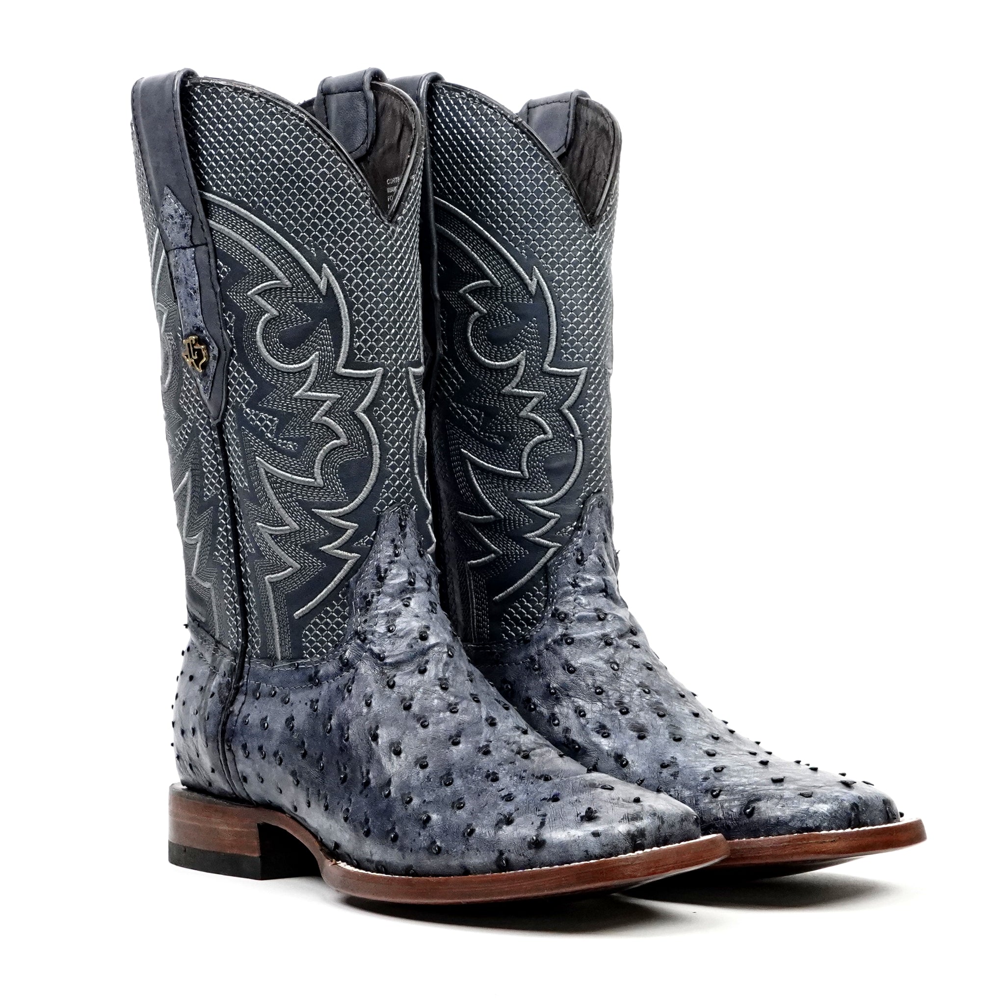 Austin Ostrich Boots - Safari Gray - Square Toe (AV20)