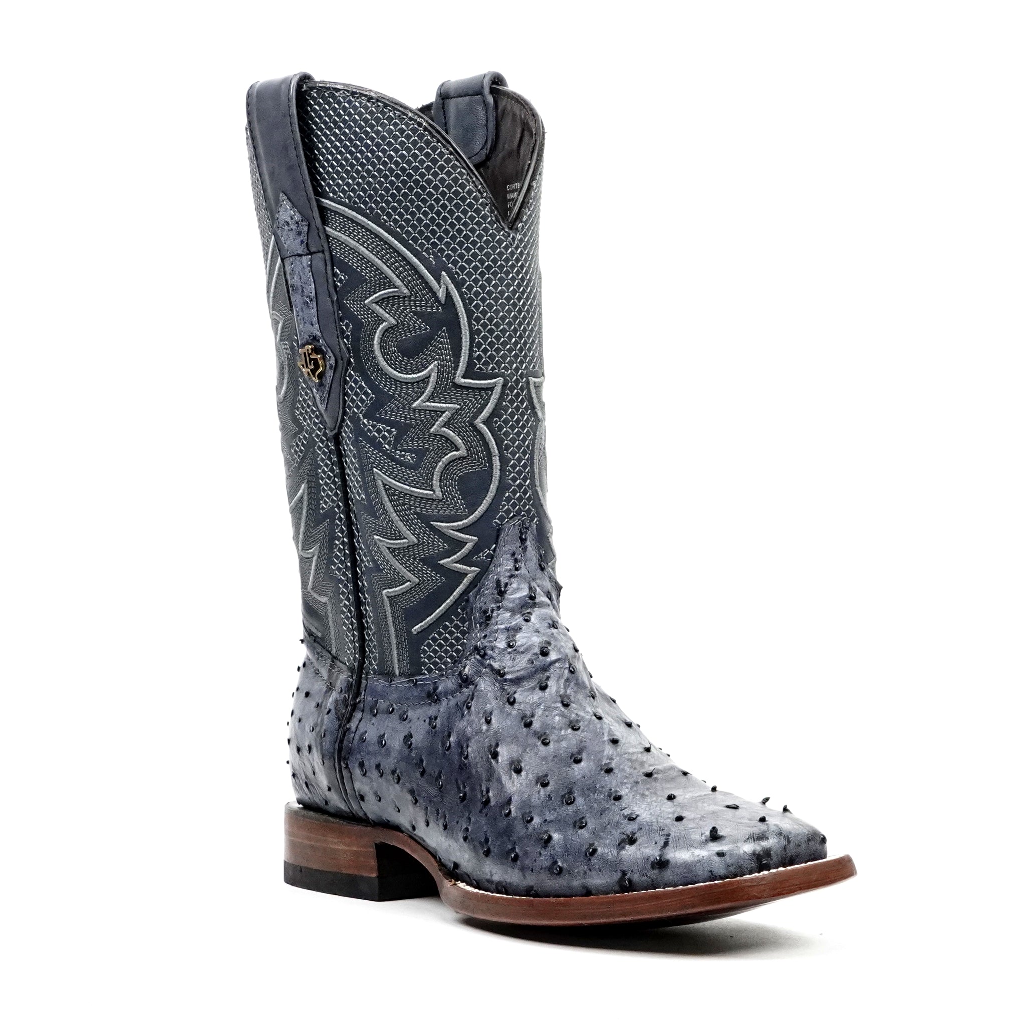 Austin Ostrich Boots - Safari Gray - Square Toe (AV20)
