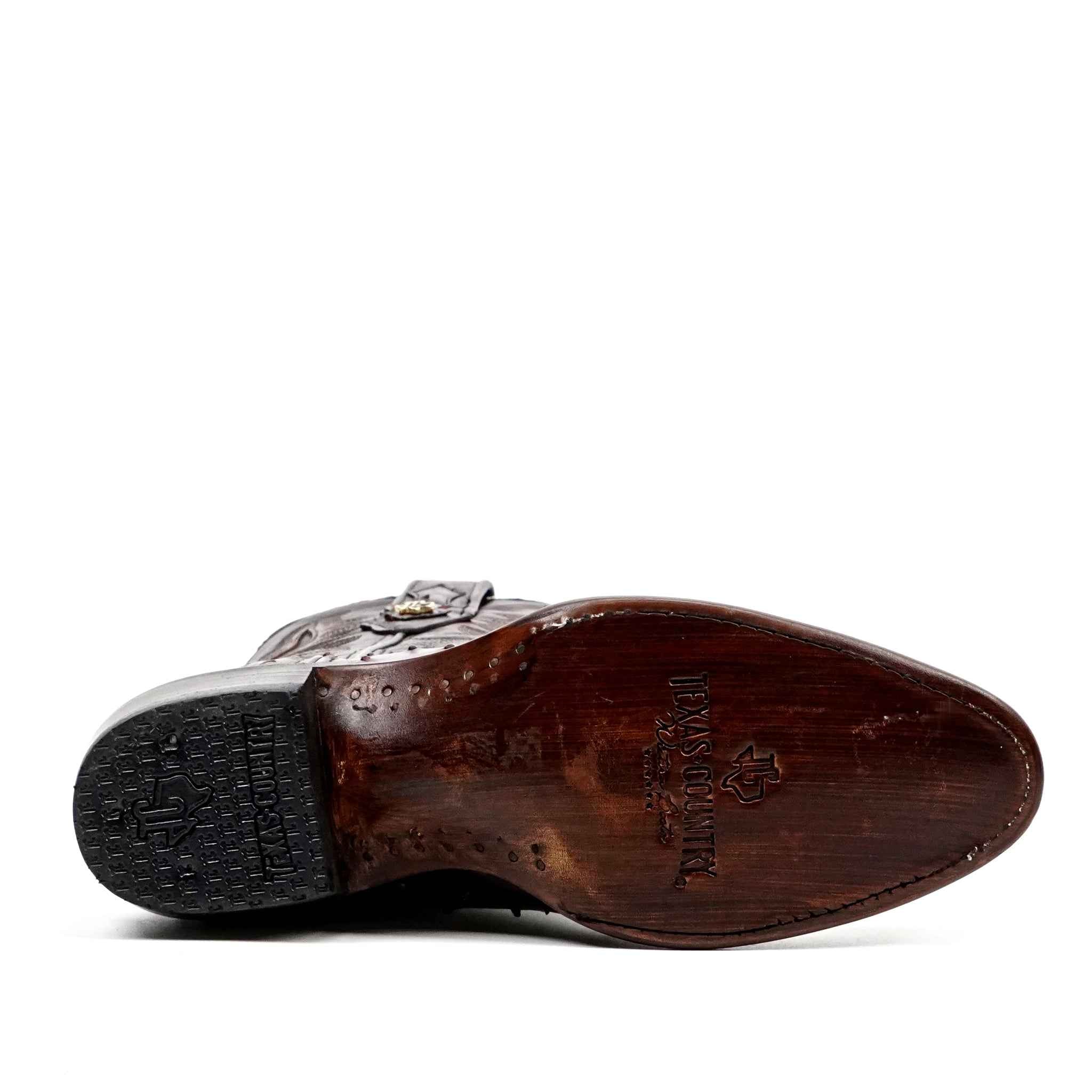 Austin Ostrich Boots - Black Cherry - Round Toe (AV230)