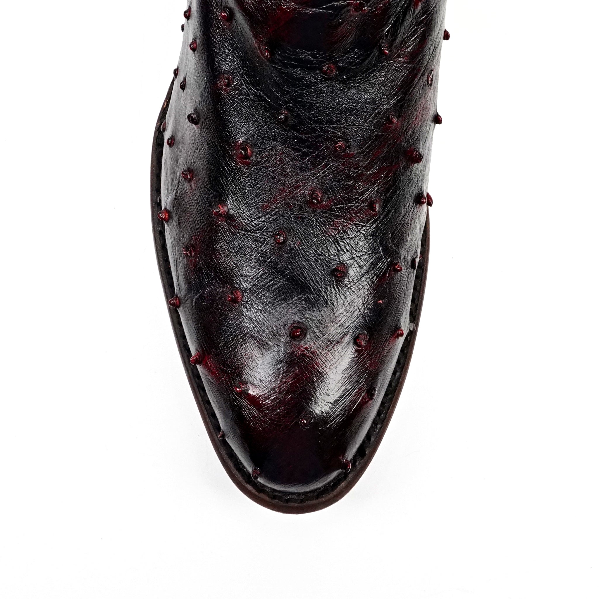 Austin Ostrich Boots - Black Cherry - Round Toe (AV230)