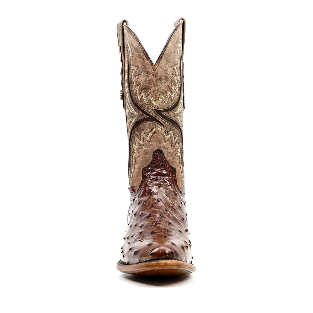 Austin Ostrich Boots - Tobacco - Round Toe (AV230)