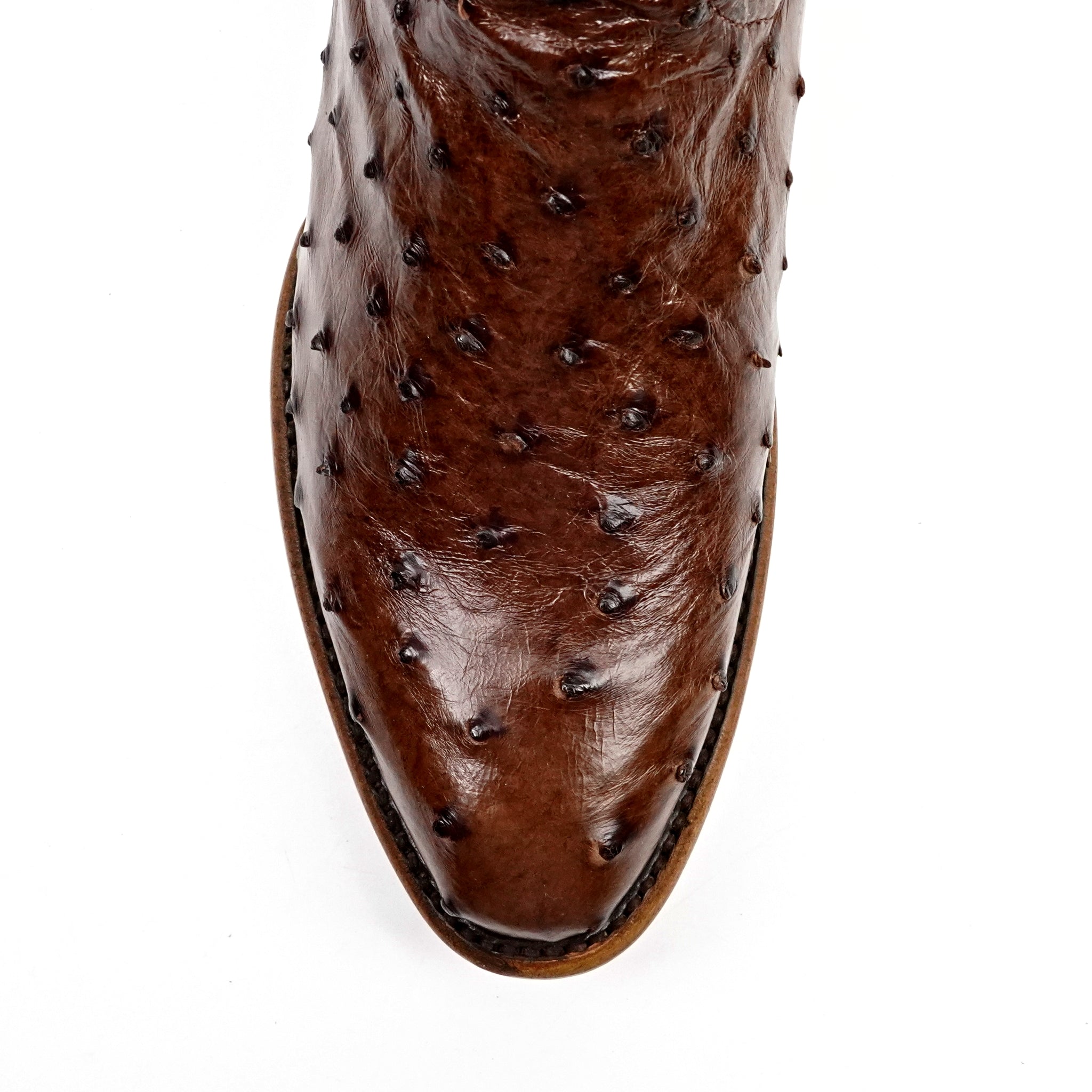 Austin Ostrich Boots - Tobacco - Round Toe (AV230)