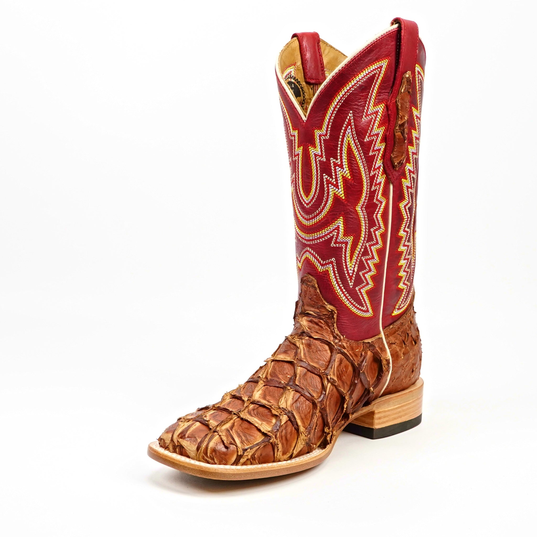 Butch Pirarucu Fish Boots - Matte Pecan - Square Toe