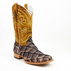 Butch Pirarucu Fish Boots - Matte Brown - Square Toe