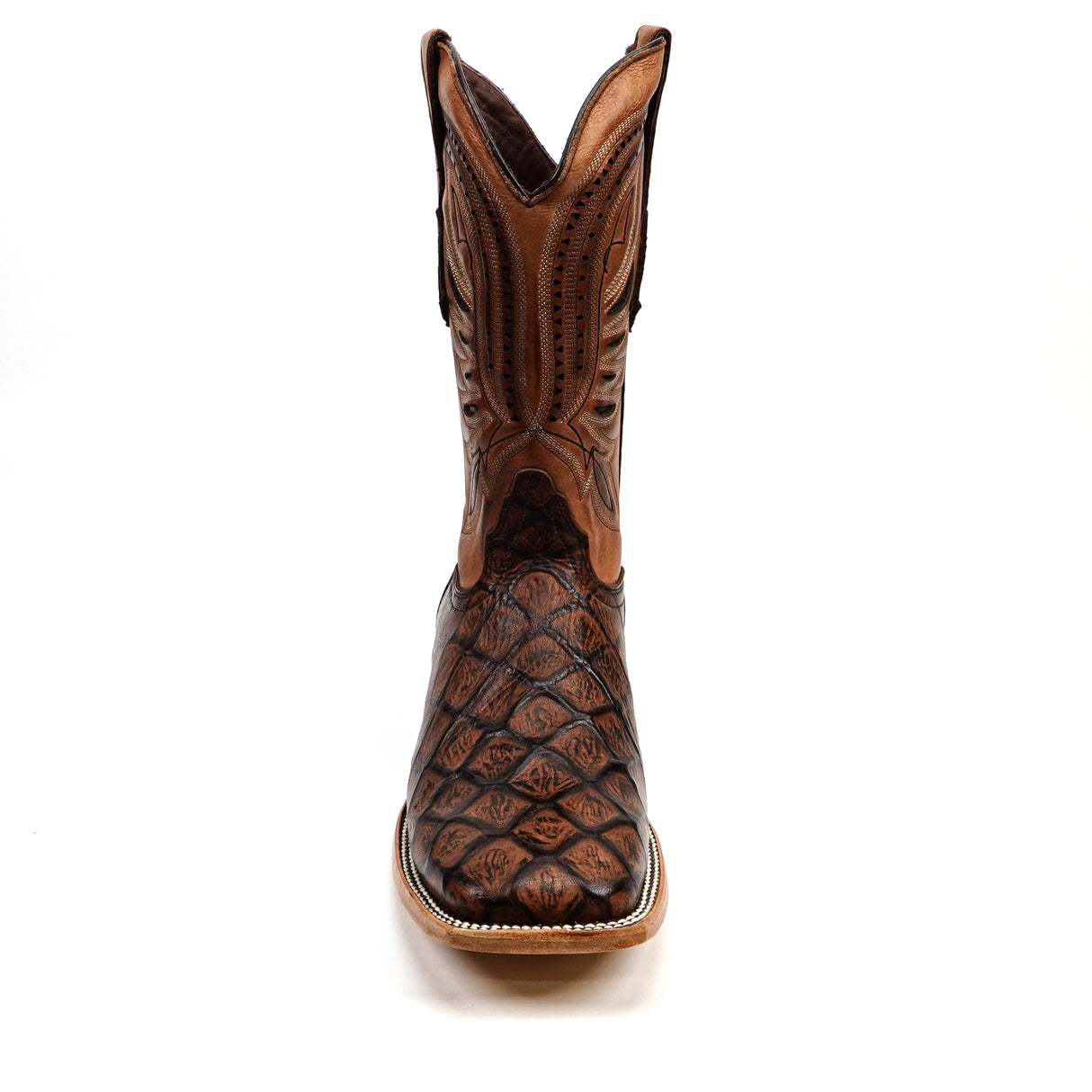 Pirarucu Chocolate - Embossed Leather - Square Toe (E687)