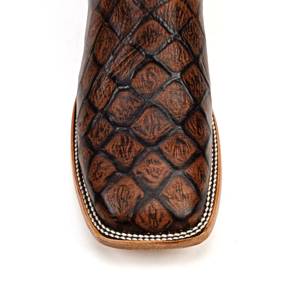 Pirarucu Chocolate - Embossed Leather - Square Toe (E687)