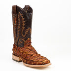 Connor Pirarucu Fish Boots- Pecan - Square Toe (PZ60)
