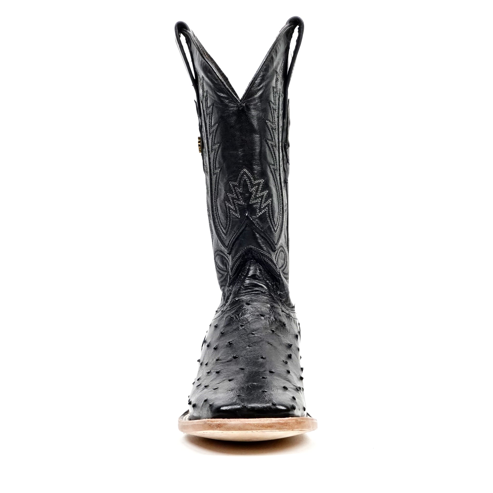 Austin Ostrich Boots - Black - Square Toe (AV20) - Gomez Western Wear