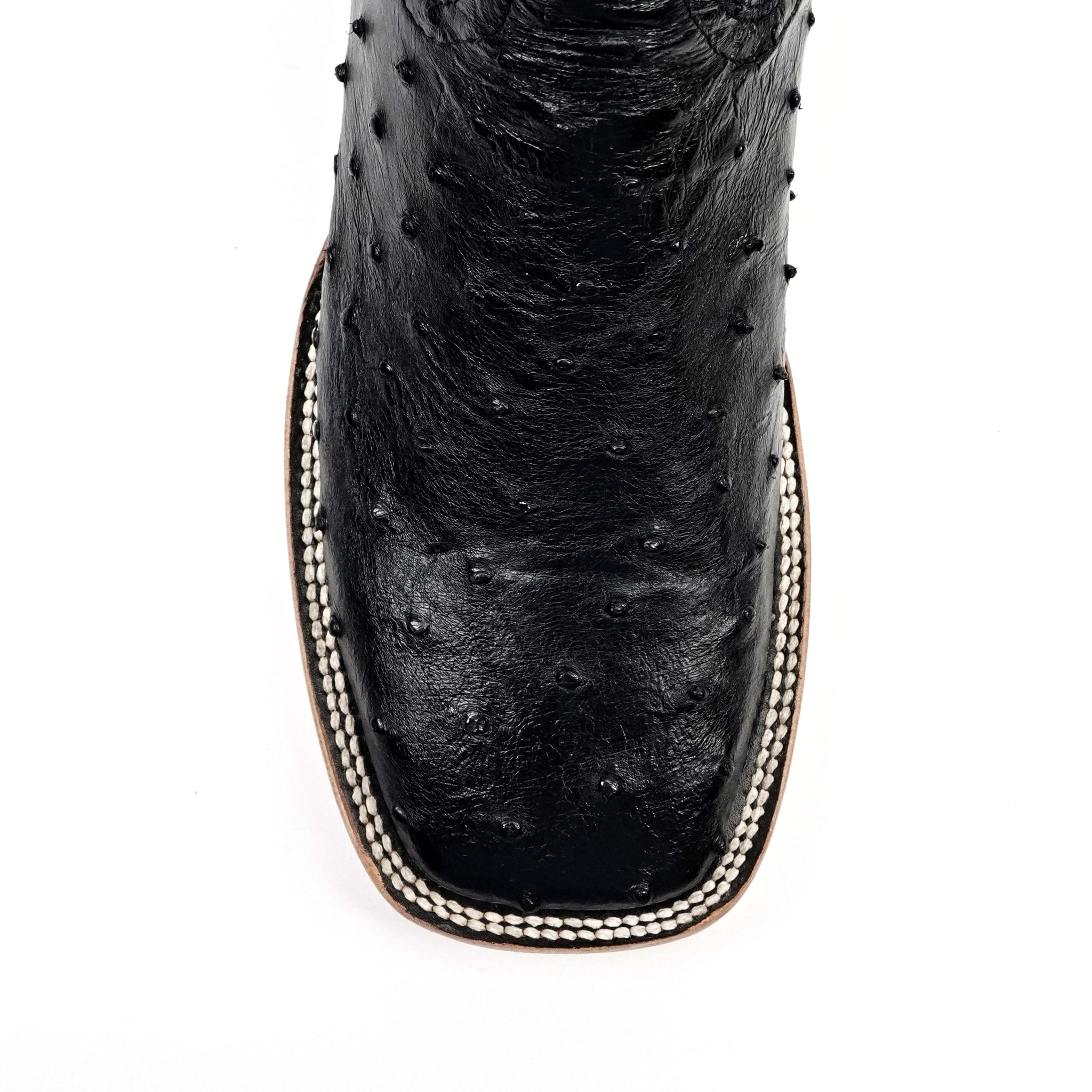 Austin Ostrich Boots - Black - Square Toe (AV20) - Gomez Western Wear