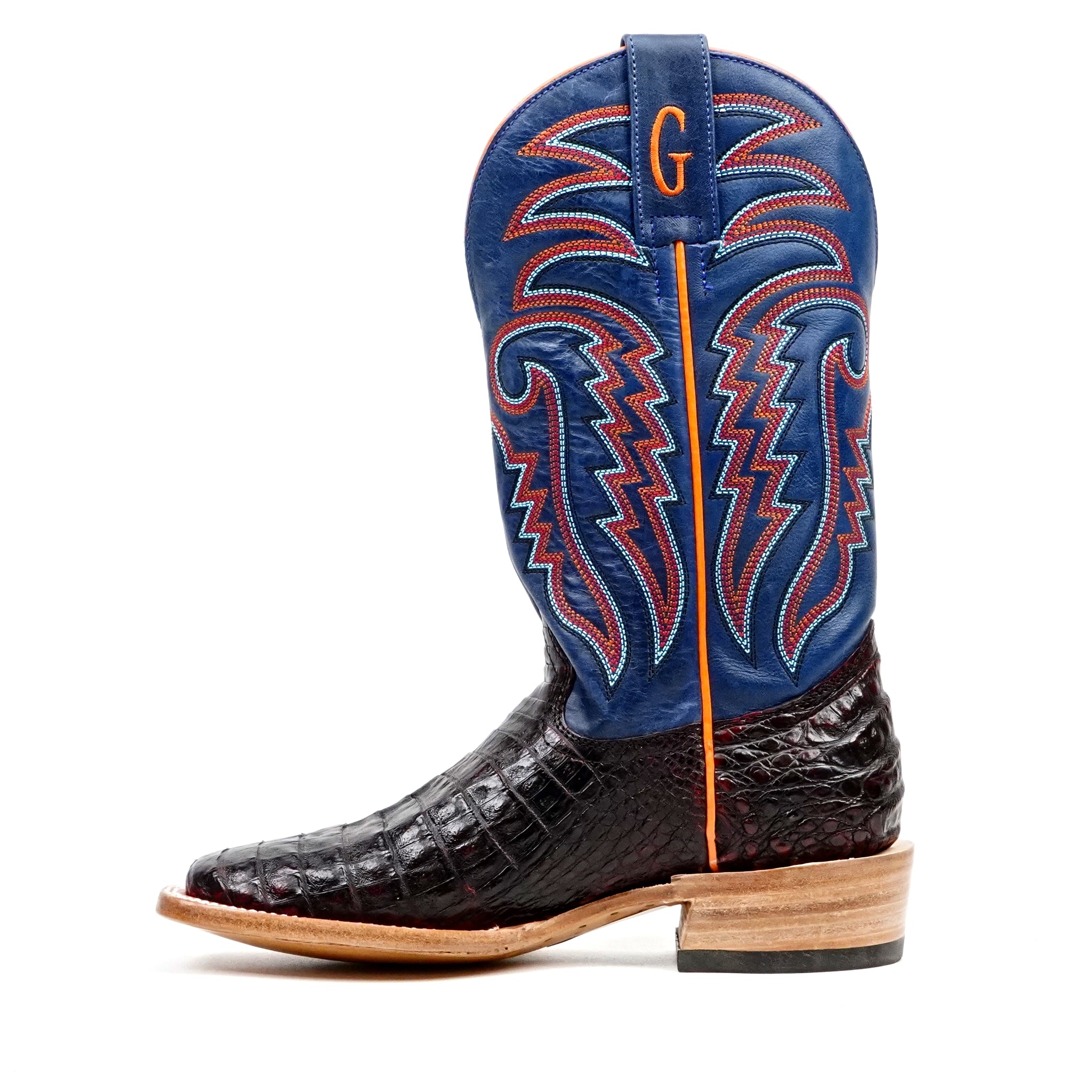 Ranger Caiman Full Belly Boots - Cherry - Square Toe - Gomez Western Wear