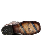 Rhodes Platinum Caiman Belly Double Sole Boots - Tobacco- Square Toe - Gomez Western Wear