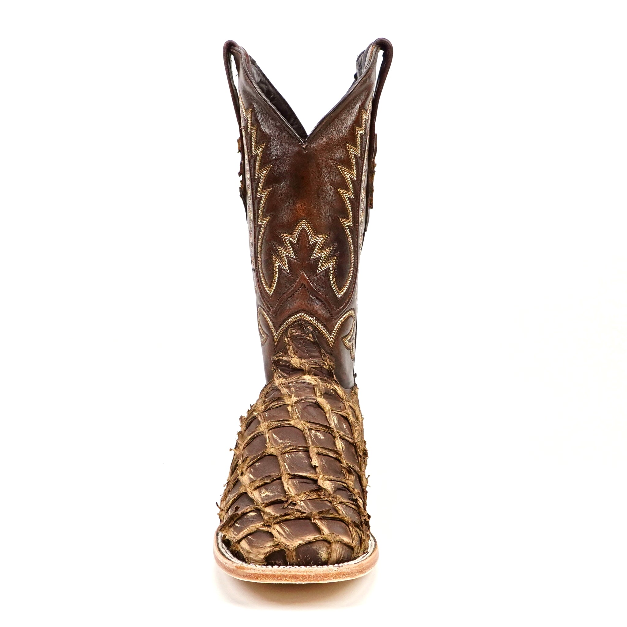Conor Cocoa Brown Men's Cowboy Boots – Exotic Pirarucu Fish