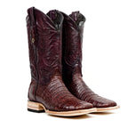 Rhodes Caiman Belly Boots - Wine - Square Toe (LM10) - Gomez Western Wear