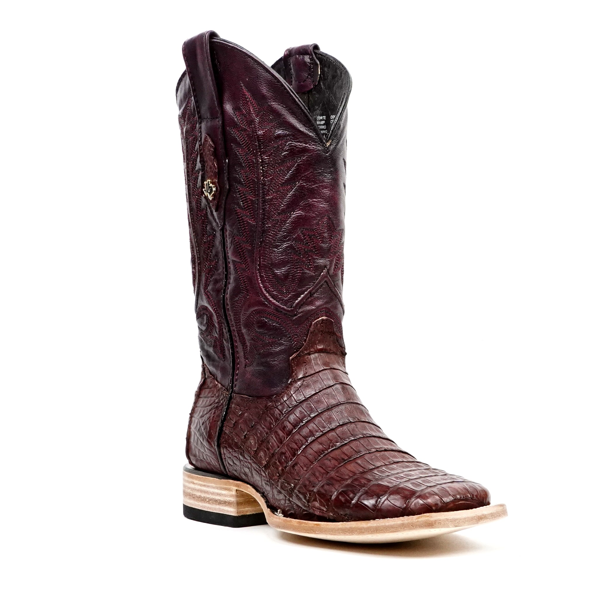 Rhodes Caiman Belly Boots - Wine - Square Toe (LM10) - Gomez