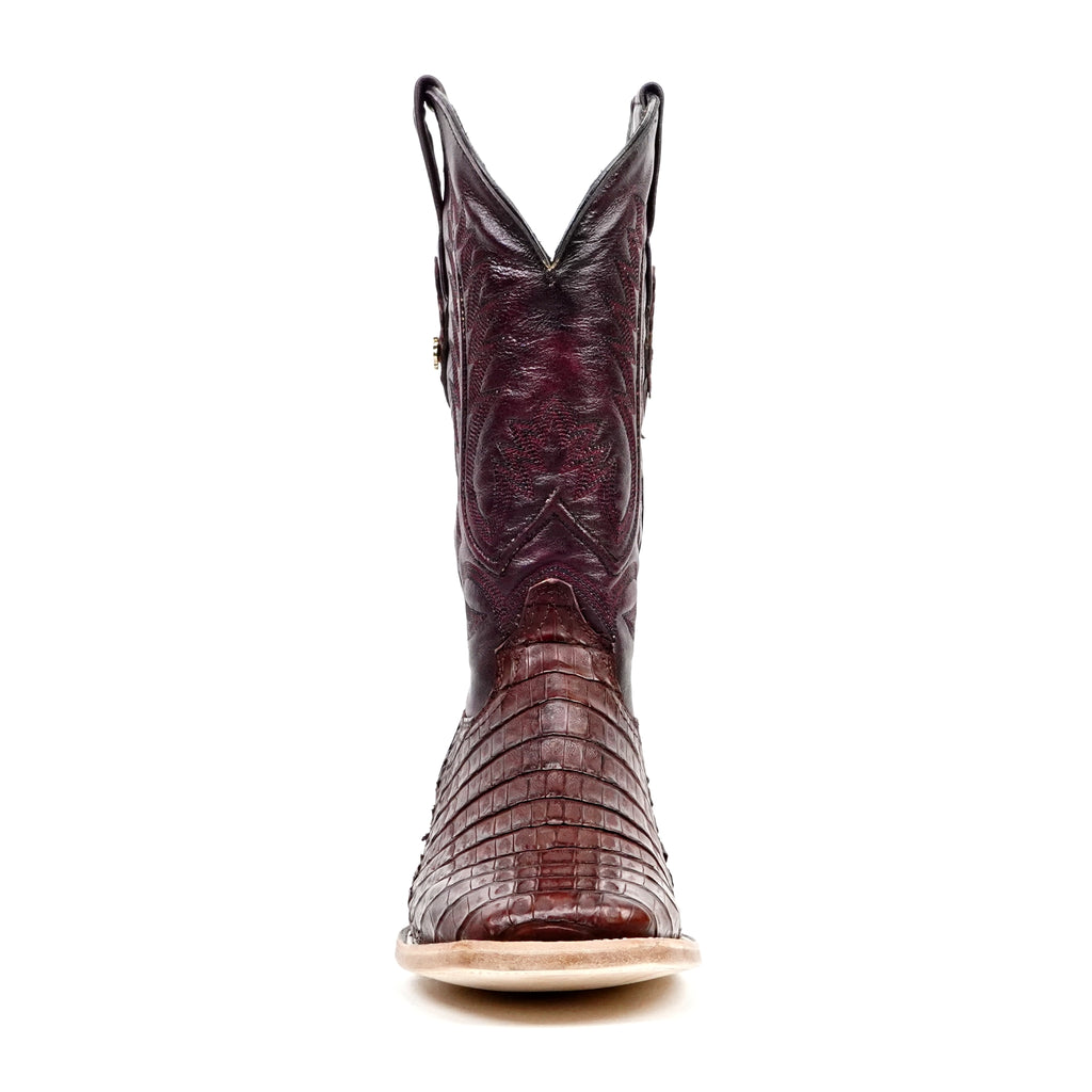 Rhodes Caiman Belly Boots - Wine - Square Toe (LM10) - Gomez Western Wear