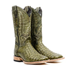 Rhodes Caiman Hornback Boots - Jungle Green - Square Toe (LM10) - Gomez Western Wear
