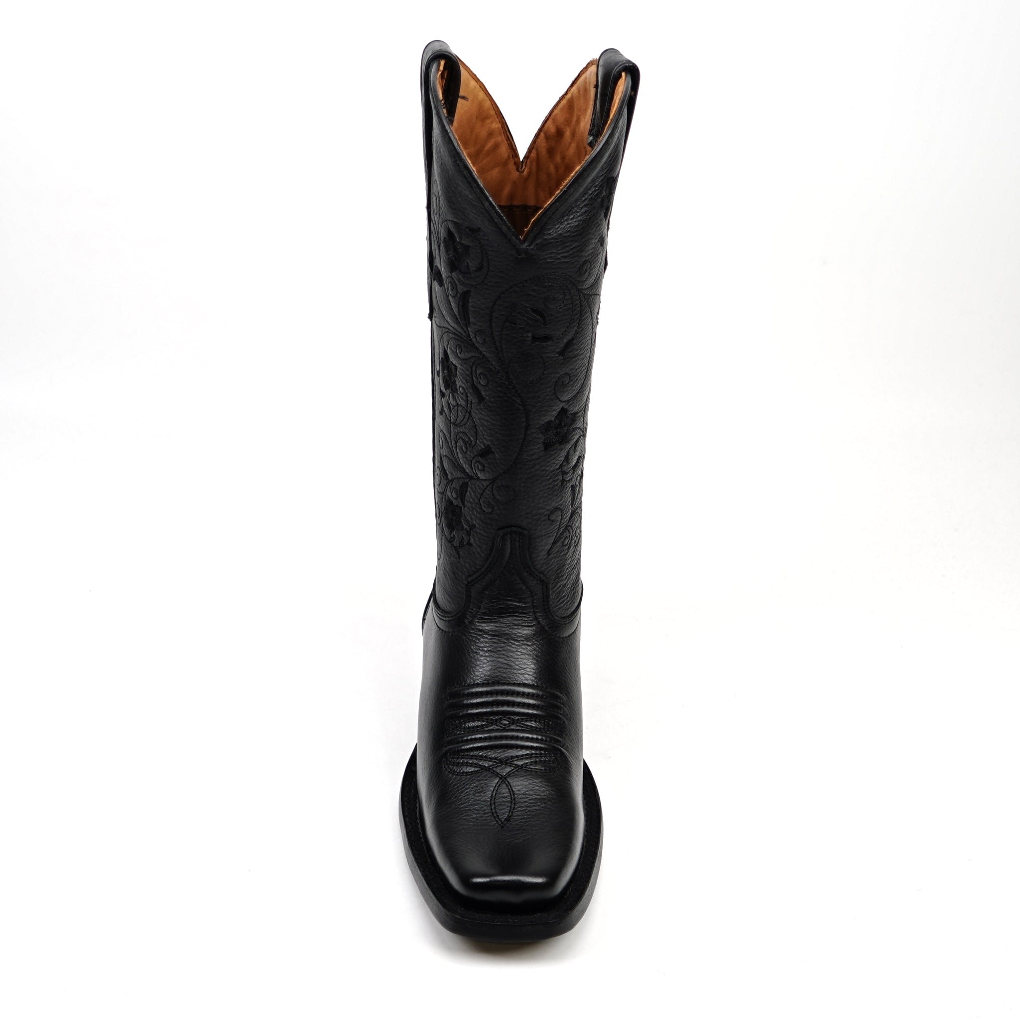 Grizzly Black Cowgirl Boots- Short Shaft - Narrow Square Toe (E862