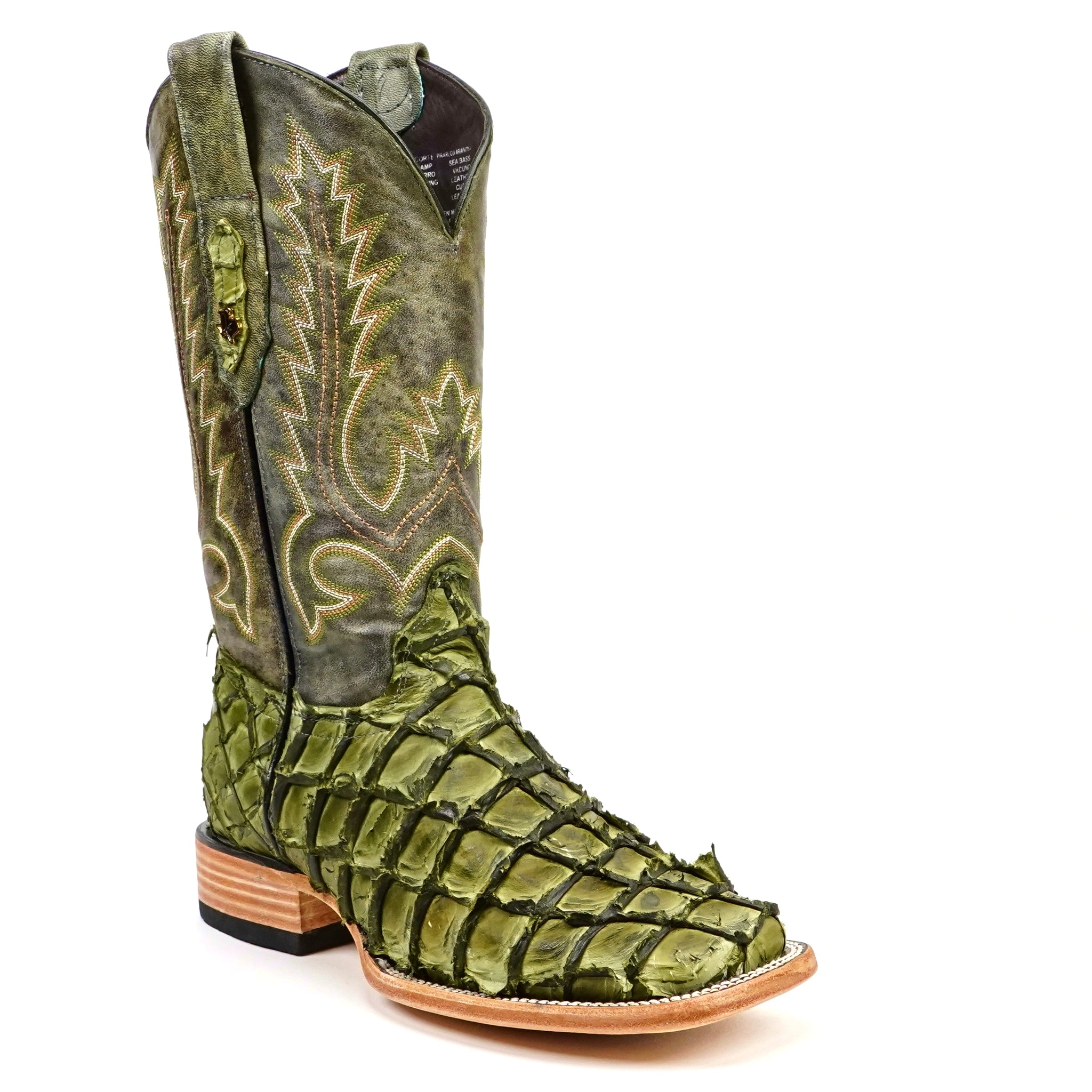 Connor Pirarucu Fish Boots - Agave - Square Toe (PZ60) – Gomez