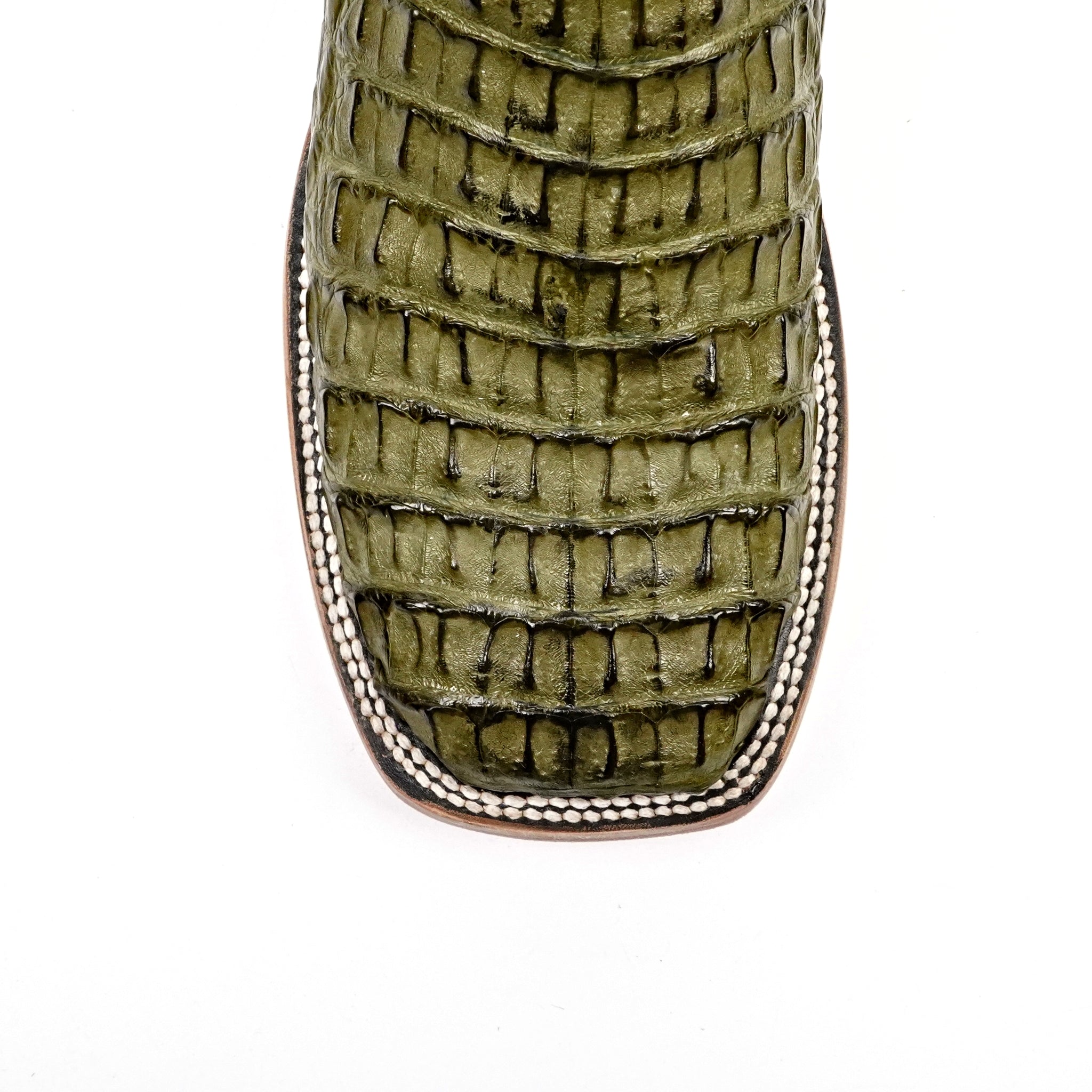 Rhodes Caiman Hornback Boots - Jungle Green - Square Toe (LM10) - Gomez Western Wear