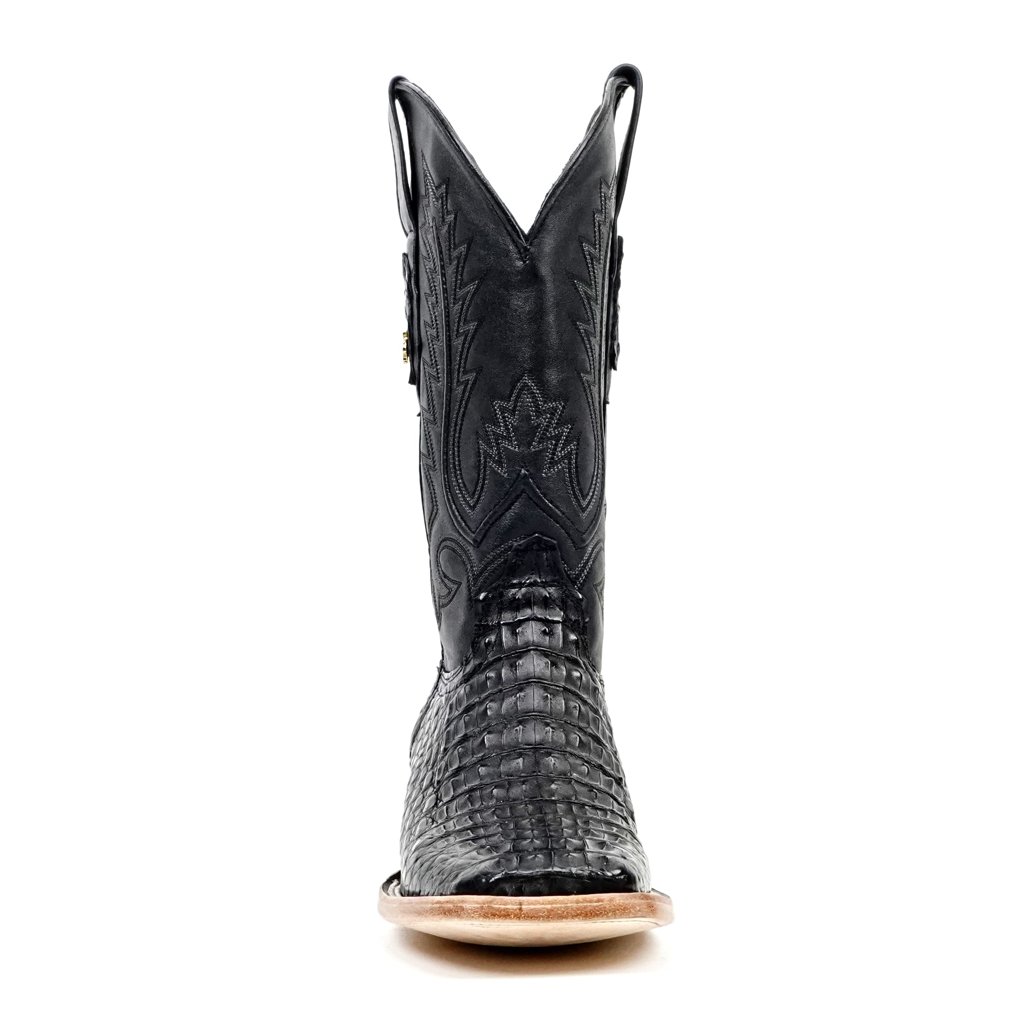 Rhodes Caiman Hornback Boots - Black - Square Toe (LM10)