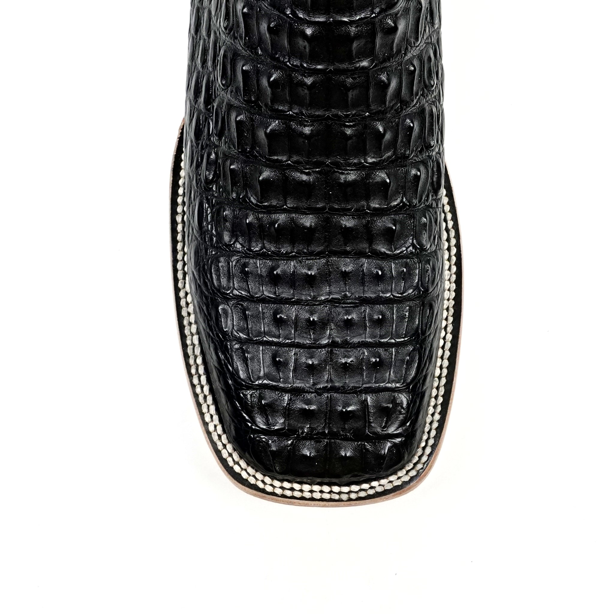 Rhodes Caiman Hornback Boots - Black - Square Toe (LM10)