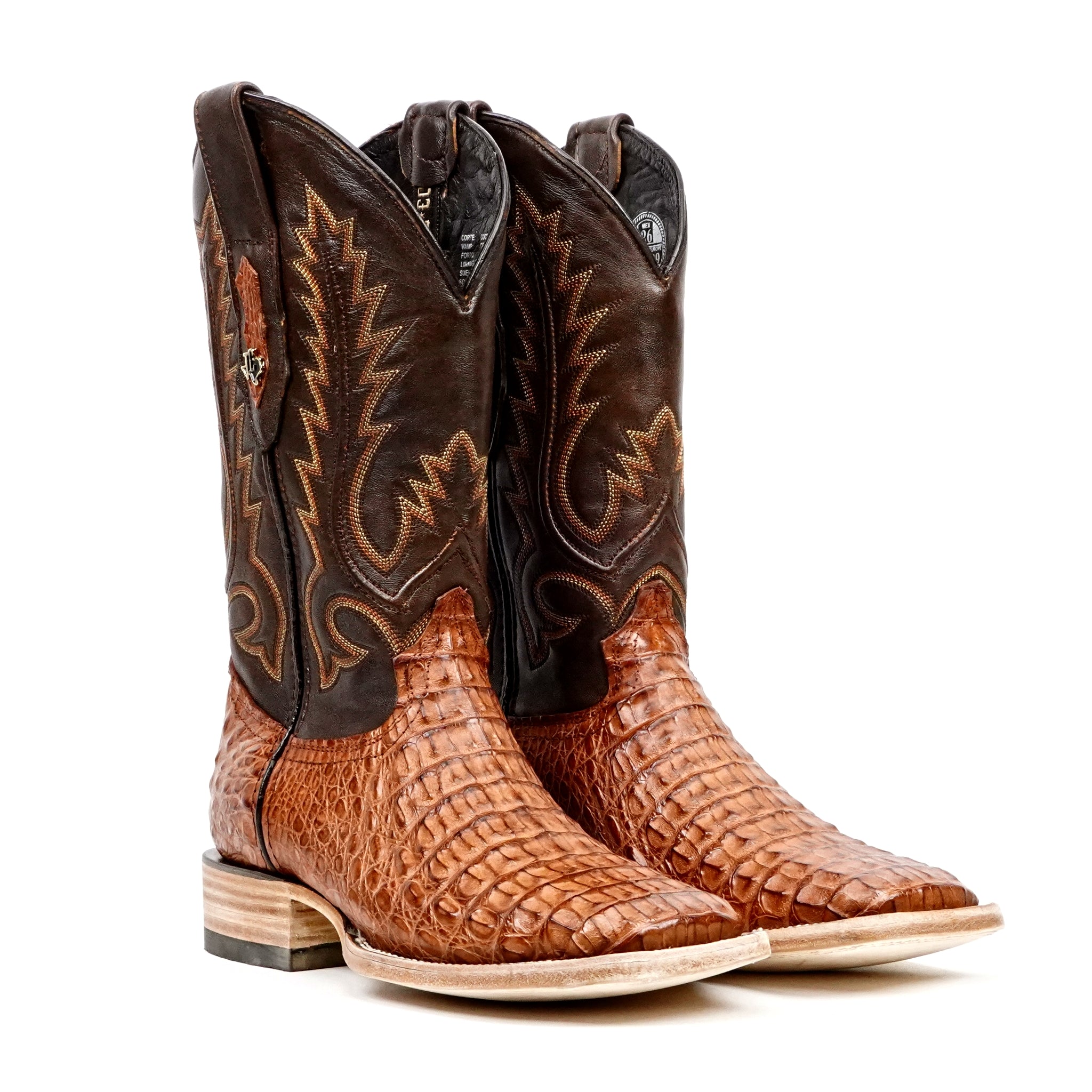 Rhodes Caiman Hornback Boots - Brandy - Square Toe (LM10)