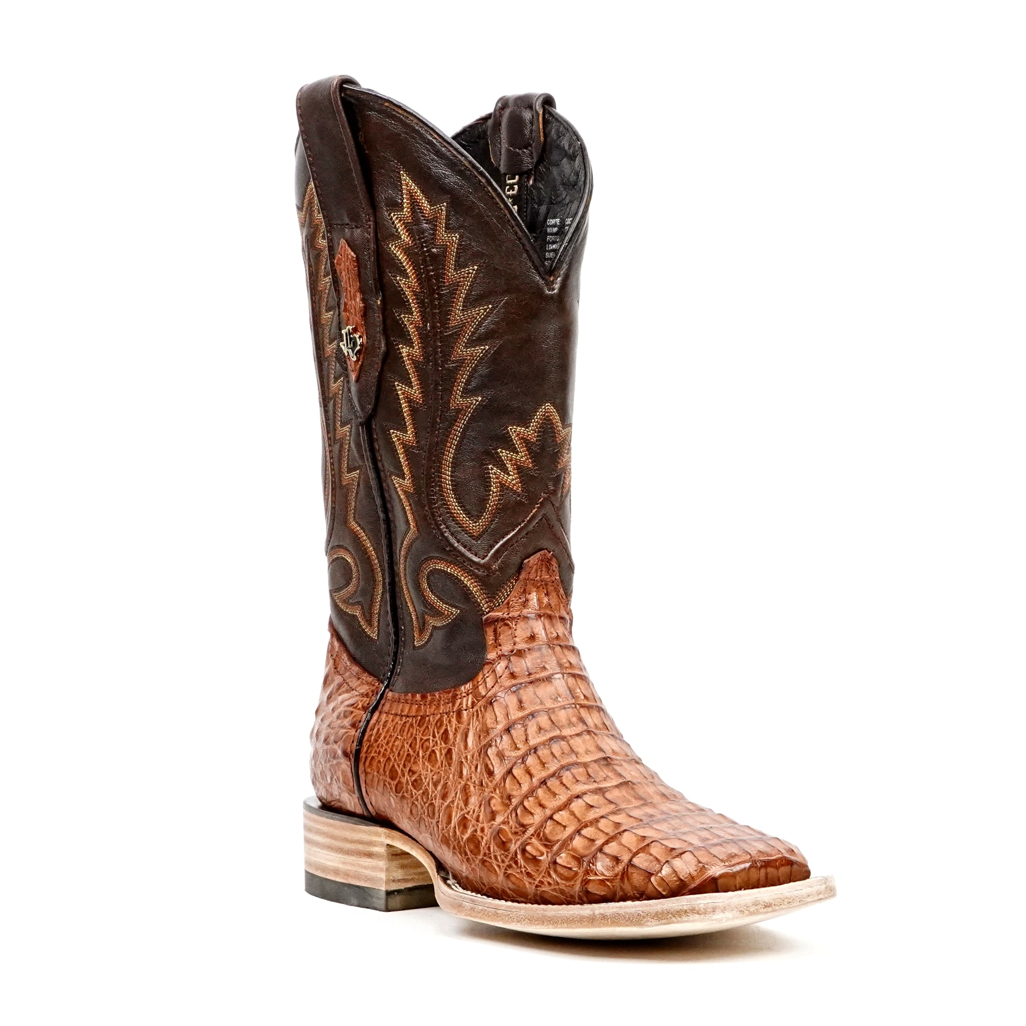 Rhodes Caiman Hornback Boots - Brandy - Square Toe (LM10)