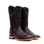 Rhodes Caiman Hornback Boots - Black Cherry - Square Toe (LM10)
