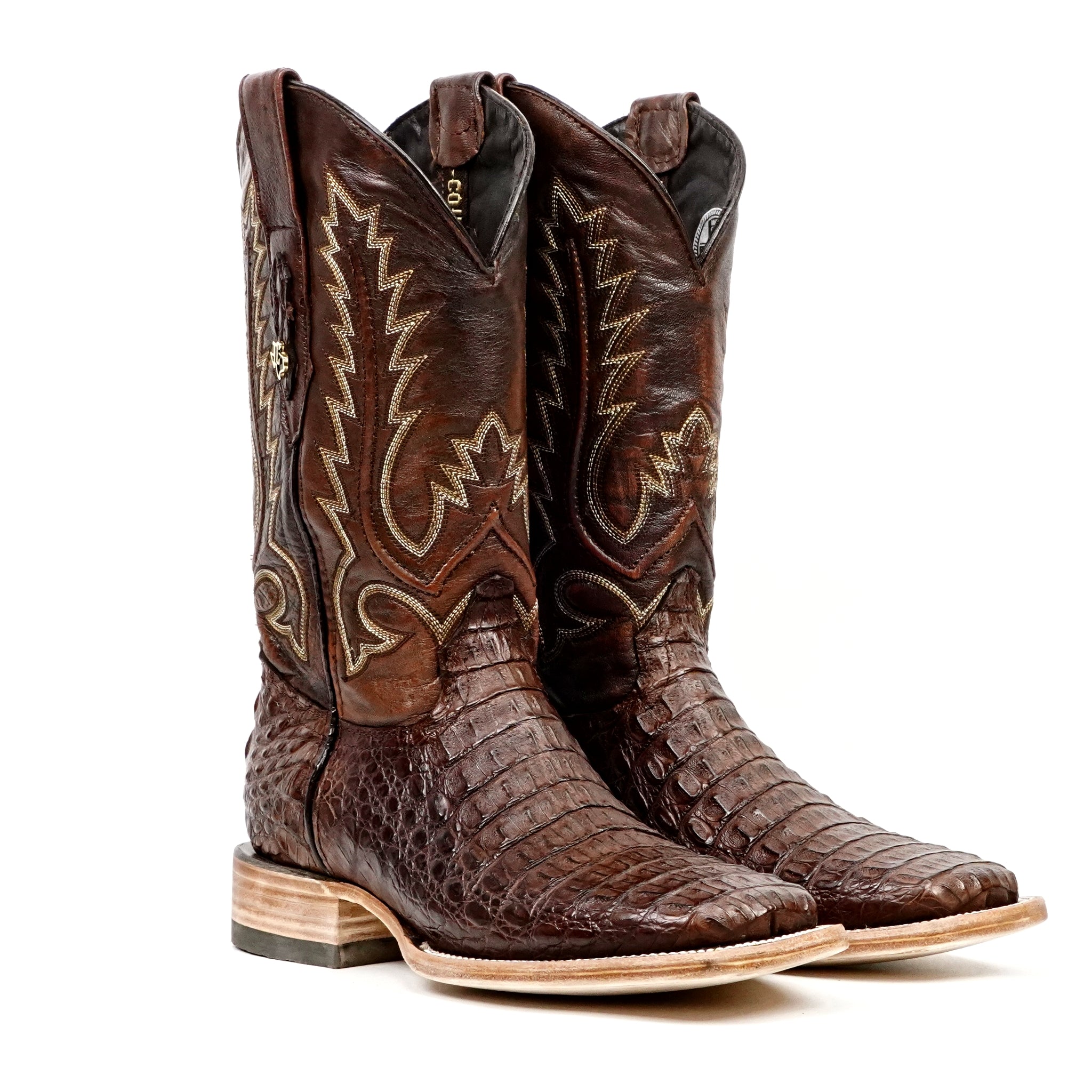 Rhodes Caiman Hornback Boots - Tobacco - Square Toe (LM10) - Gomez Western Wear