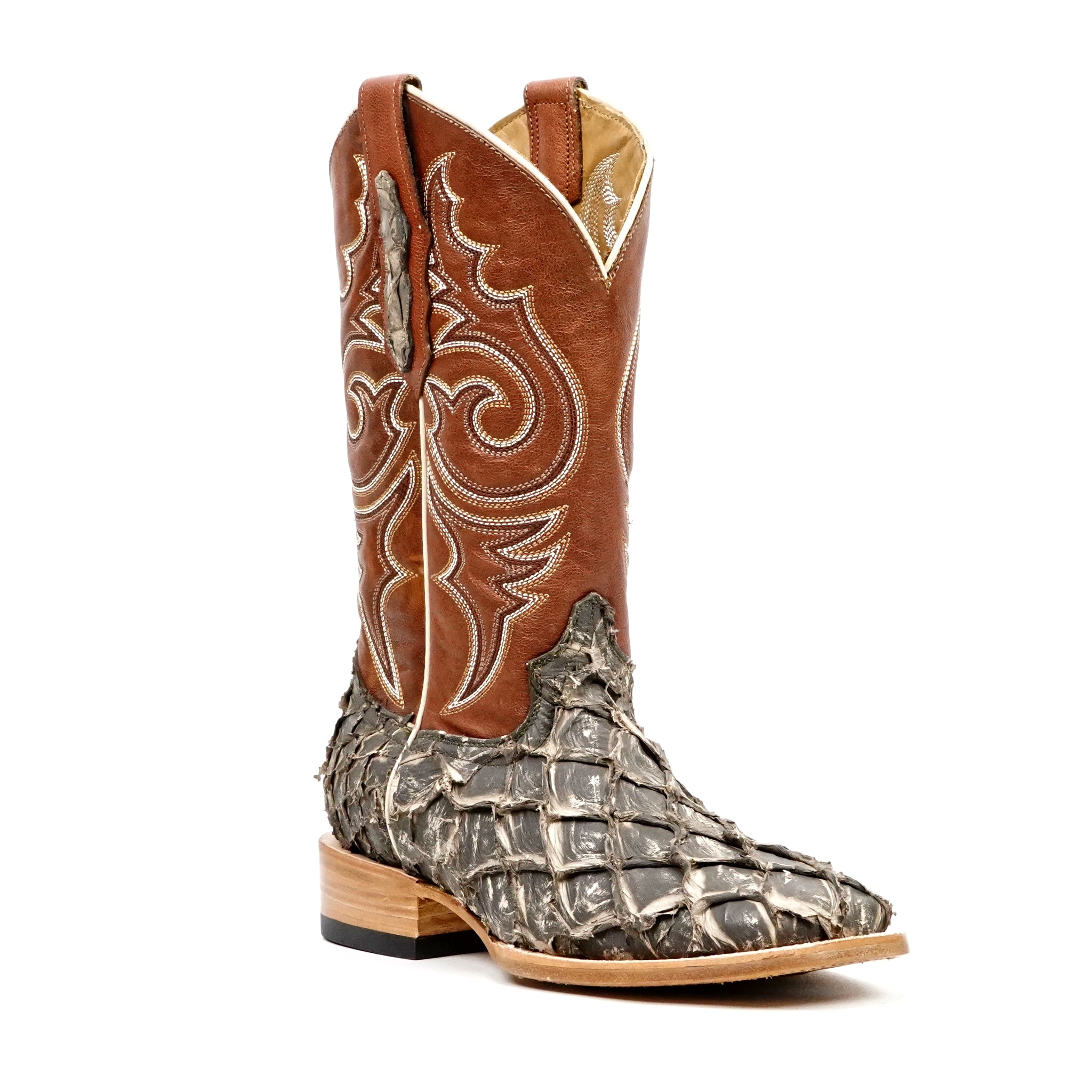 Butch Pirarucu Fish Boots - Light Gray - Square Toe - Gomez Western Wear