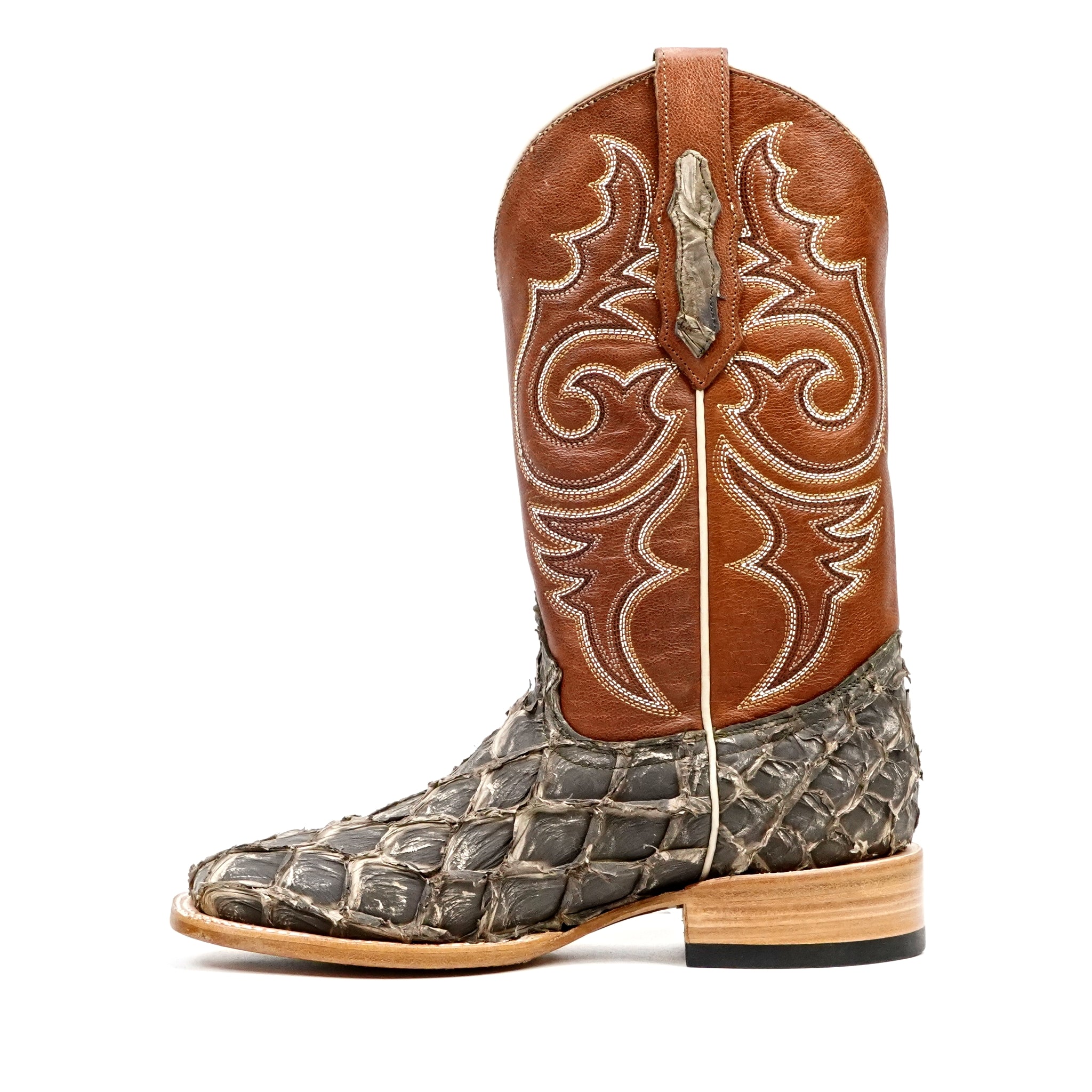 Butch Pirarucu Fish Boots - Light Gray - Square Toe - Gomez Western Wear