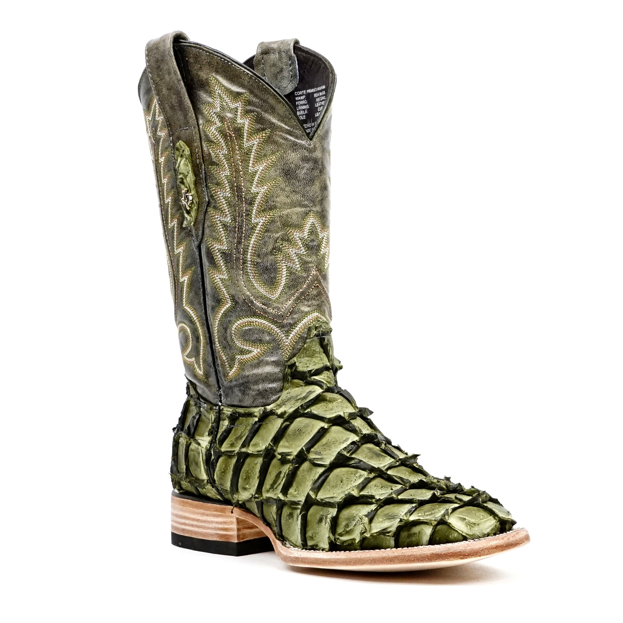 Connor Pirarucu Fish Boots - Agave - Square Toe (PZ60) - Gomez