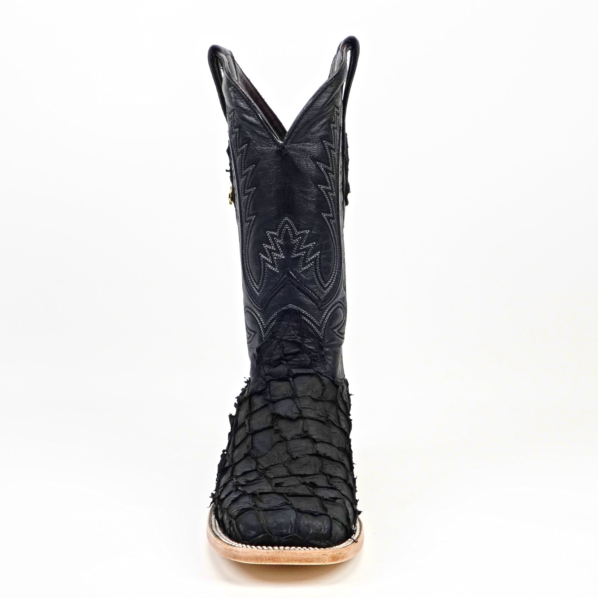 Connor Pirarucu Fish Boots - Matte Black - Square Toe (PZ60)