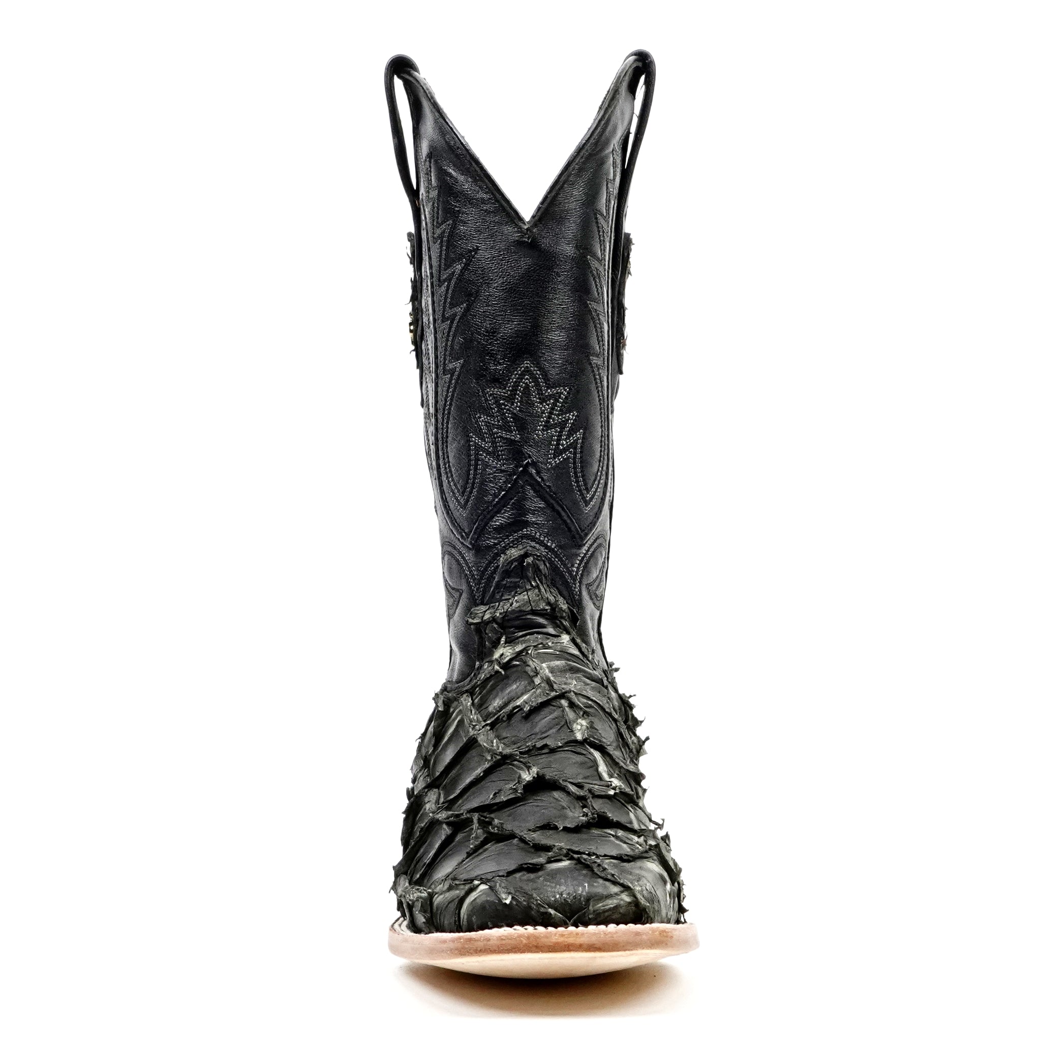 Connor Pirarucu Fish Boots - Gray Black - Square Toe (PZ60) - Gomez Western Wear