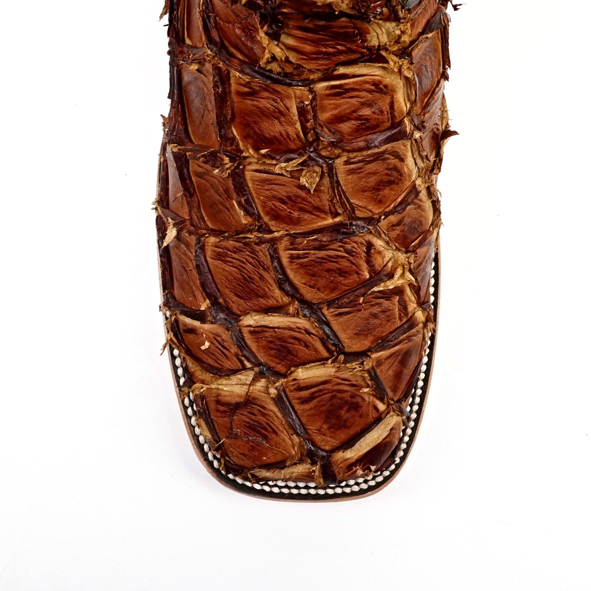 Connor Pirarucu Fish Boots- Pecan - Square Toe (PZ60) - Gomez Western Wear
