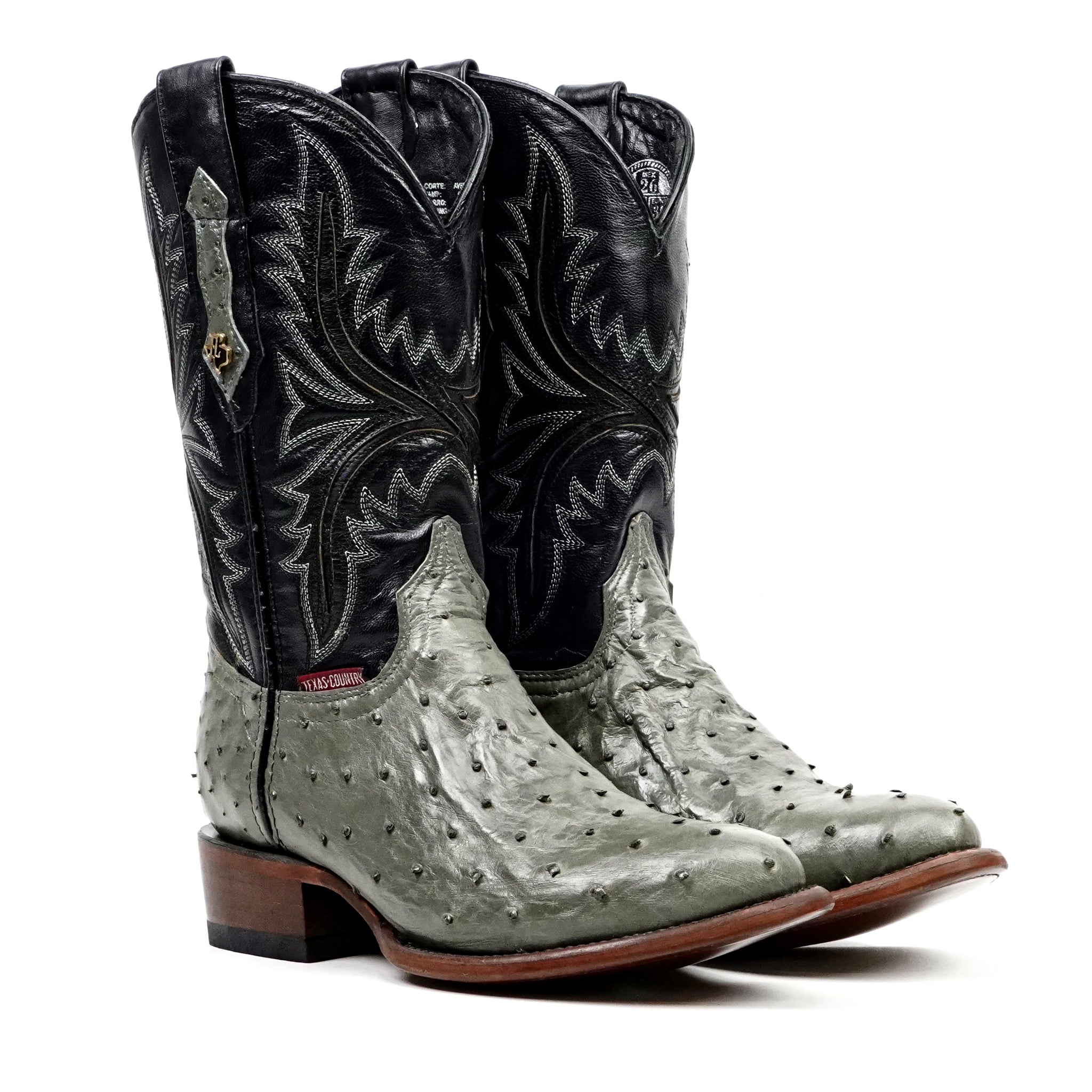 Botas Austin de Avestruz - Gris Oxford - Punta Redonda (AV230)