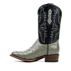 Austin Ostrich Boots - Oxford Gray - Round Toe (AV230)