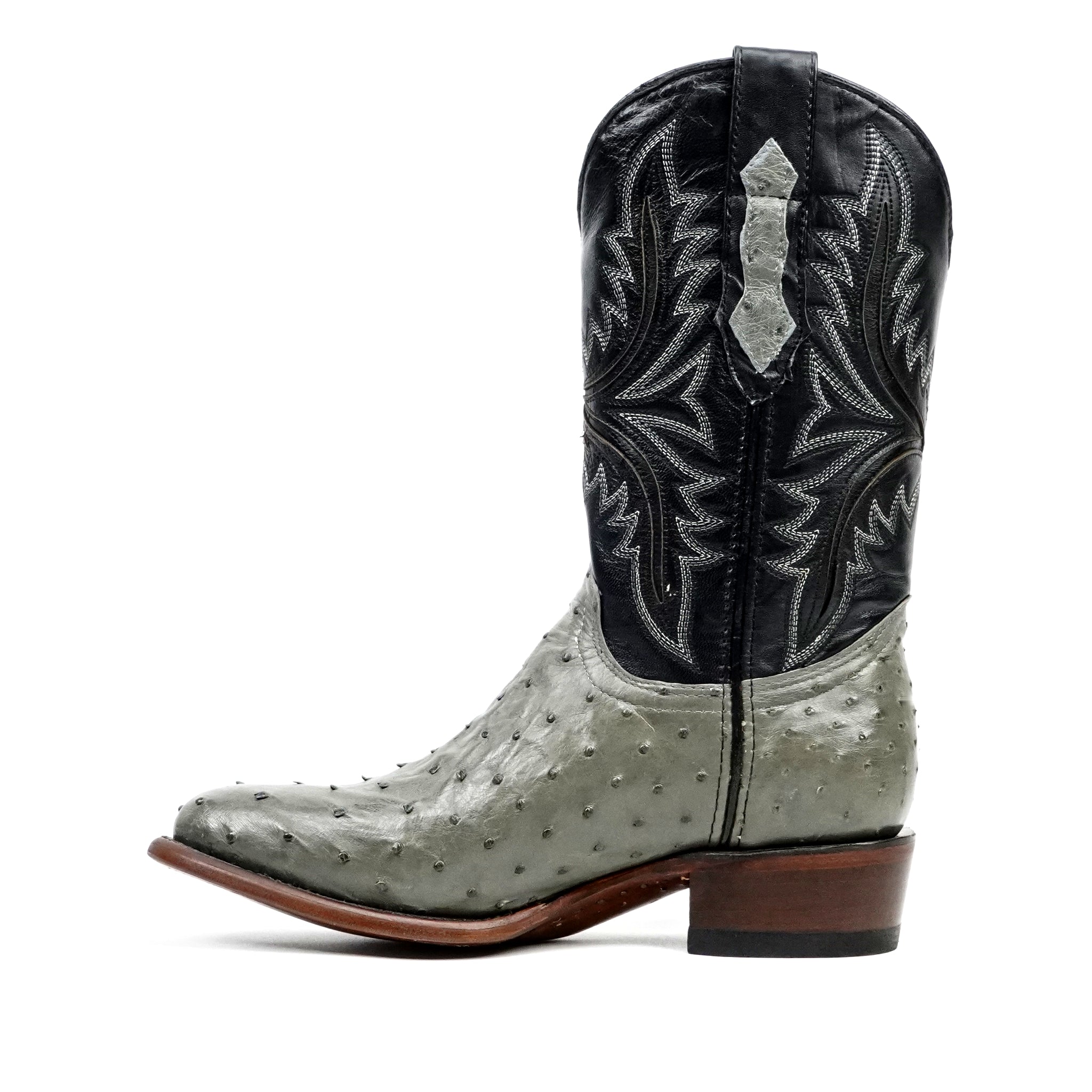 Botas Austin de Avestruz - Gris Oxford - Punta Redonda (AV230)