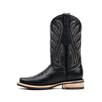 Barcelona Black Cowboy Boots - Slip-Resistant Sole - Rodeo Toe (E411)