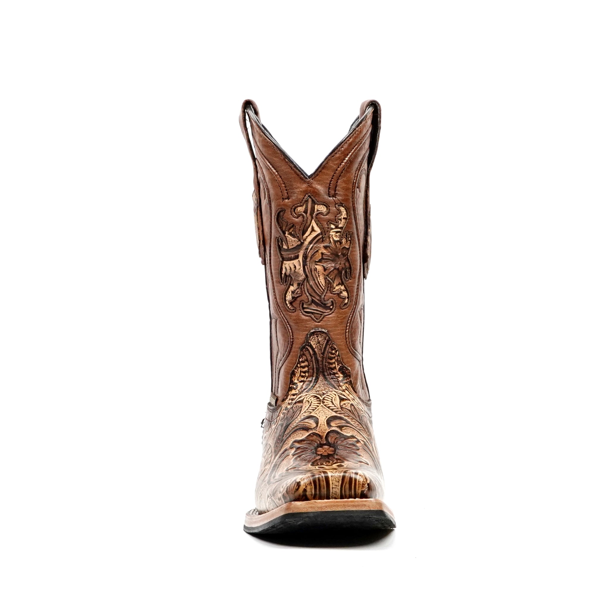 Hand-Tooled Floral Boots - Orix - Rodeo Toe (E696)