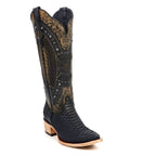 Python Black Cowgirl Boots - Tall Shaft - Snip Toe (E31)