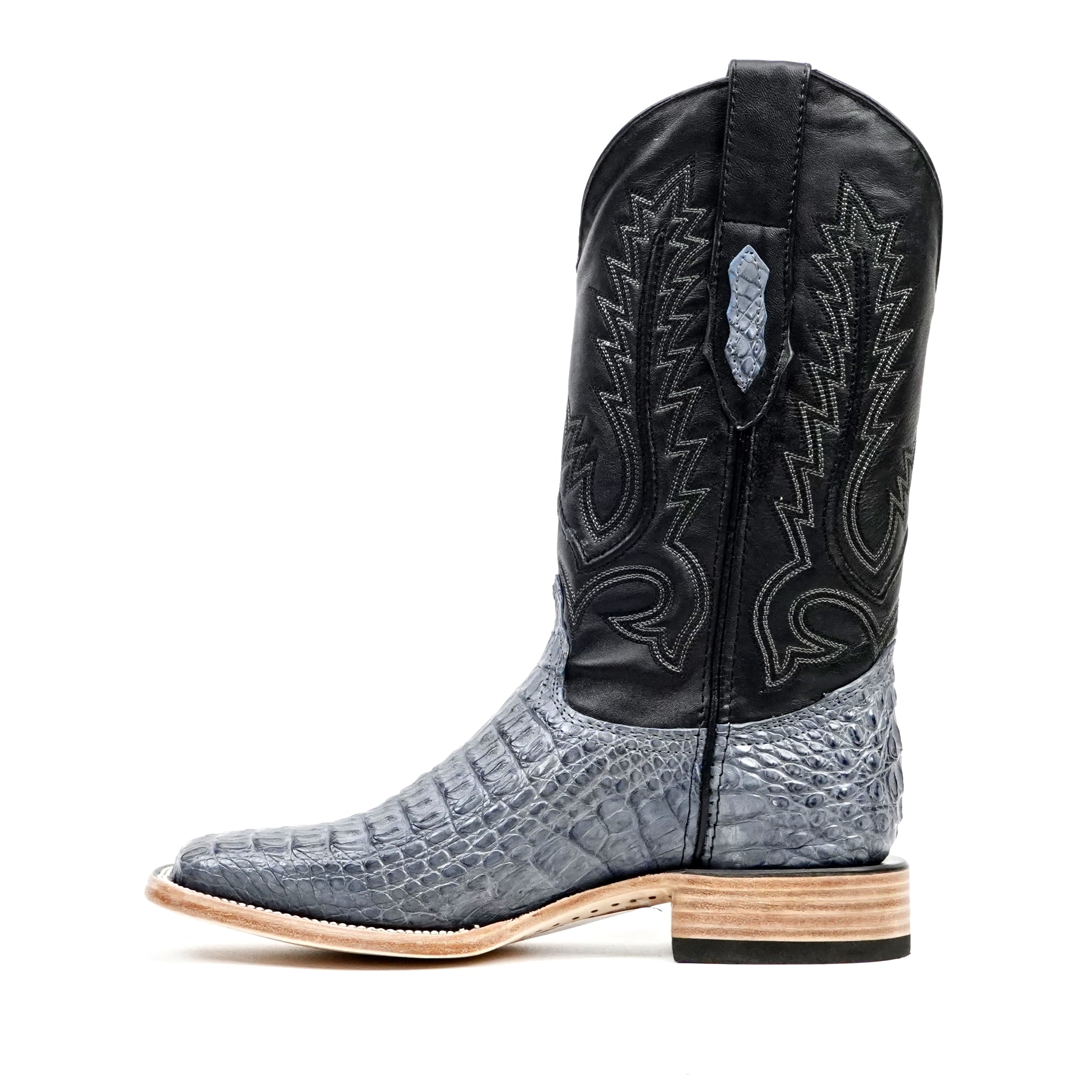 Rhodes Caiman Hornback Boots - Denim Blue- Square Toe (LM10)