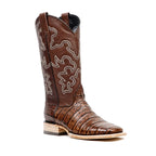 Alligator Belly Choco Cowboy Boots - Embossed Leather - Square Toe (E423)