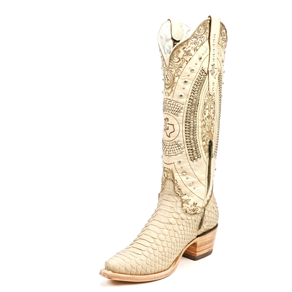 Python Cappuccino Cowgirl Boots - Tall Shaft - Snip Toe (E31)