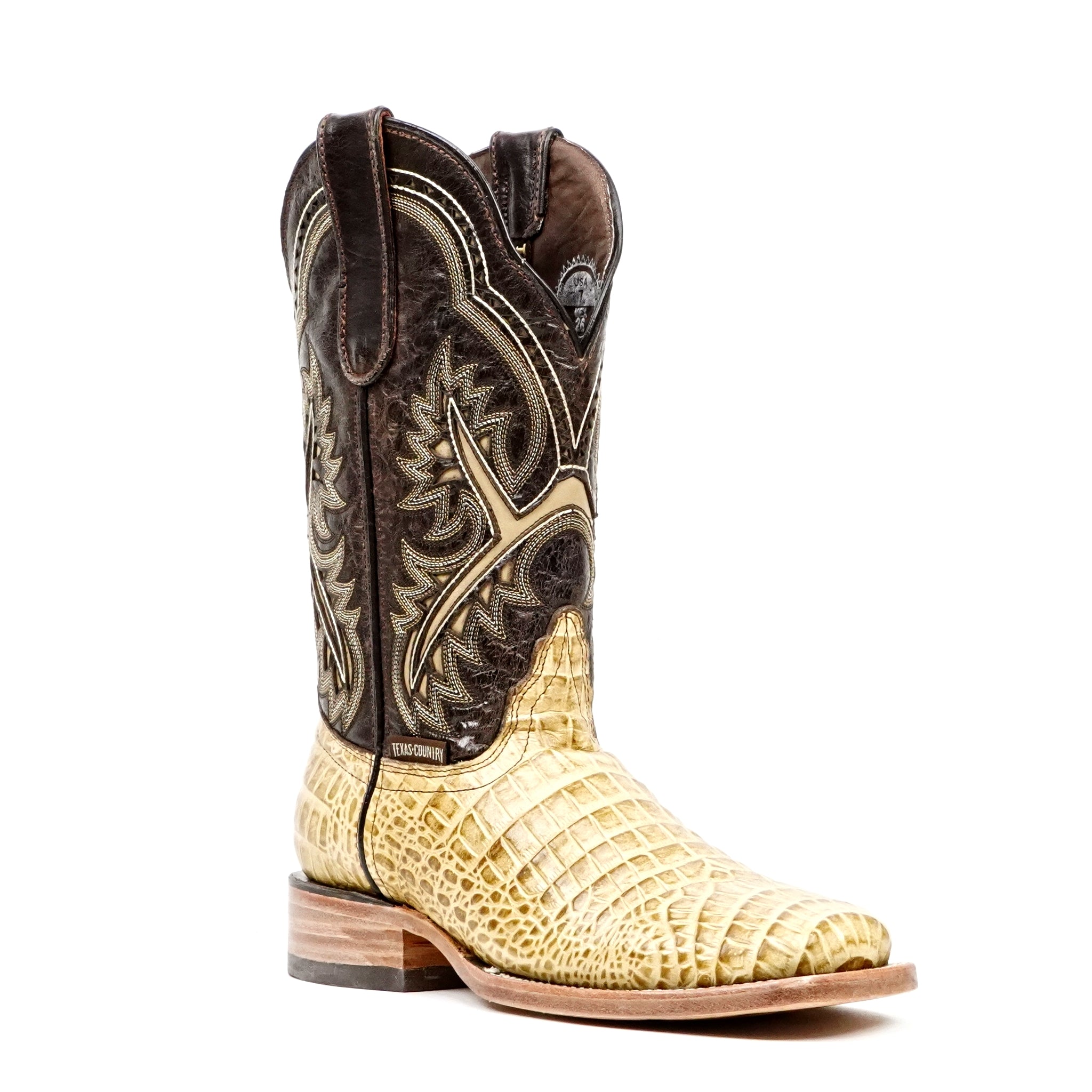Caiman Belly Orix Boots - Embossed Leather - Square Toe (E423