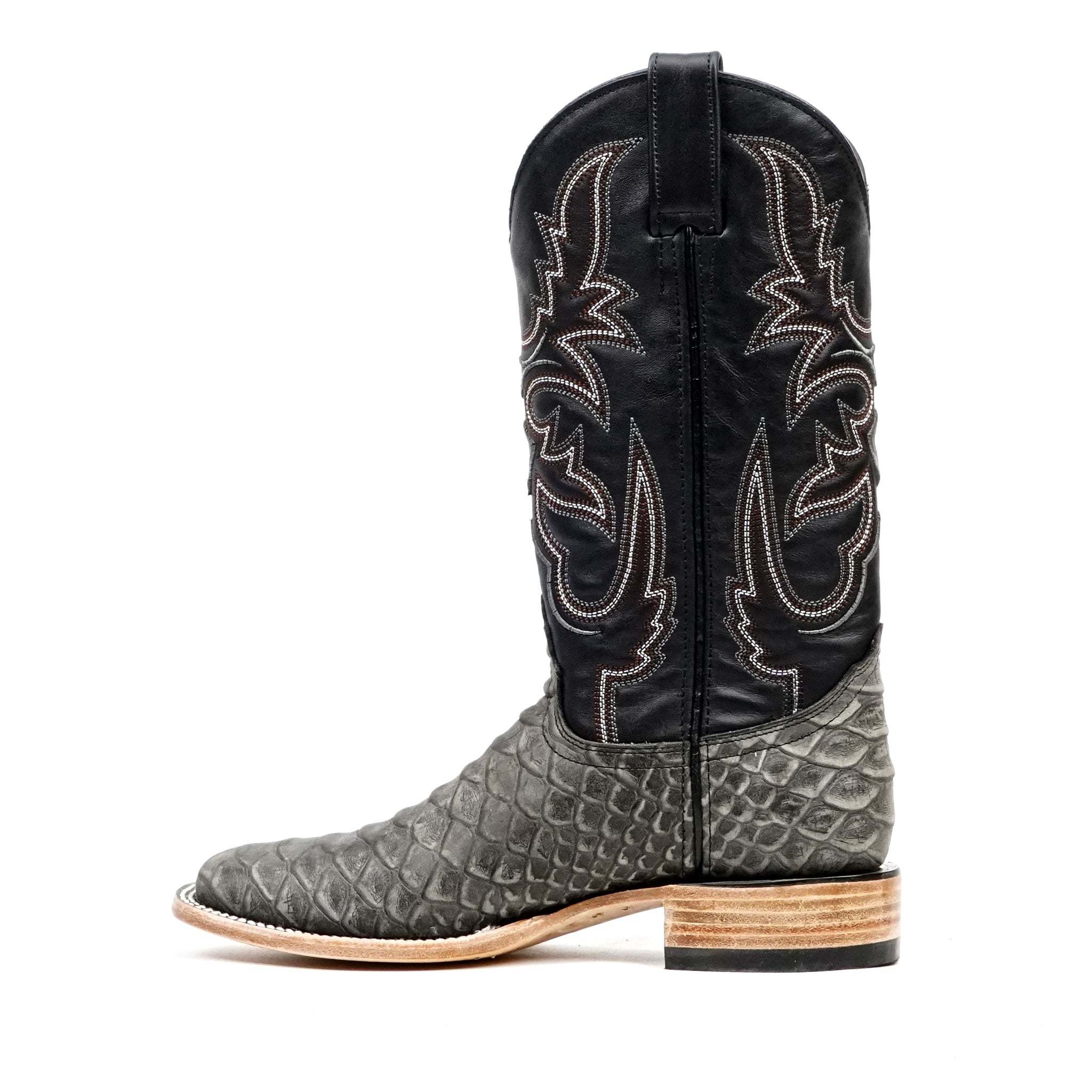 Jumbo Python Gray Boots - Embossed Leather - Square Toe (E943)
