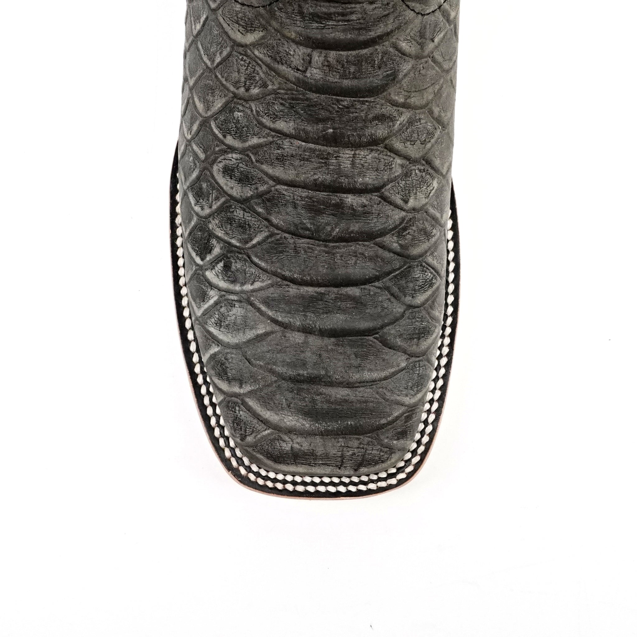 Jumbo Python Gray Boots - Embossed Leather - Square Toe (E943)