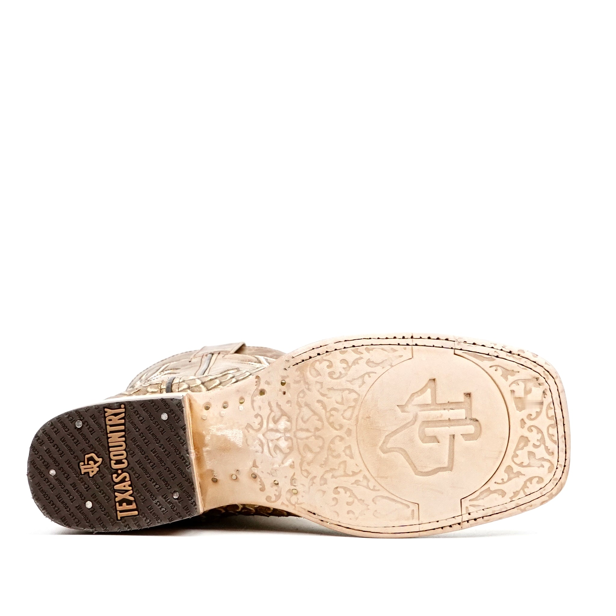 Botas Jumbo Python Cappuccino - Piel Gofrada - Punta Cuadrada (E682)
