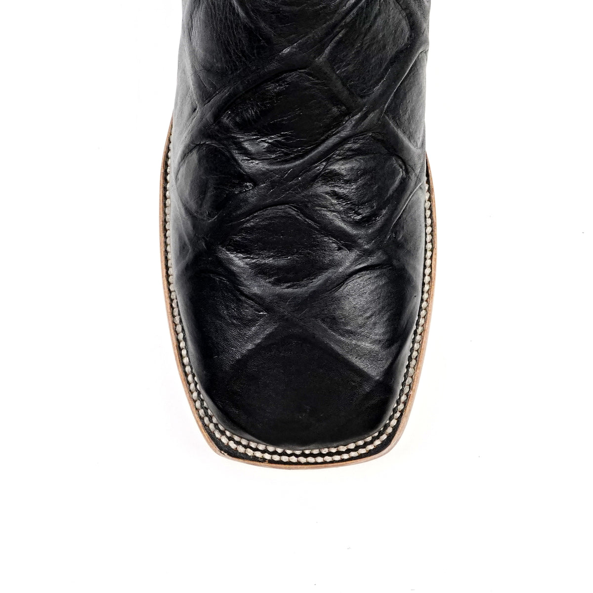 Pirarucu Black Boots - Embossed Leather - Square Toe (E687)