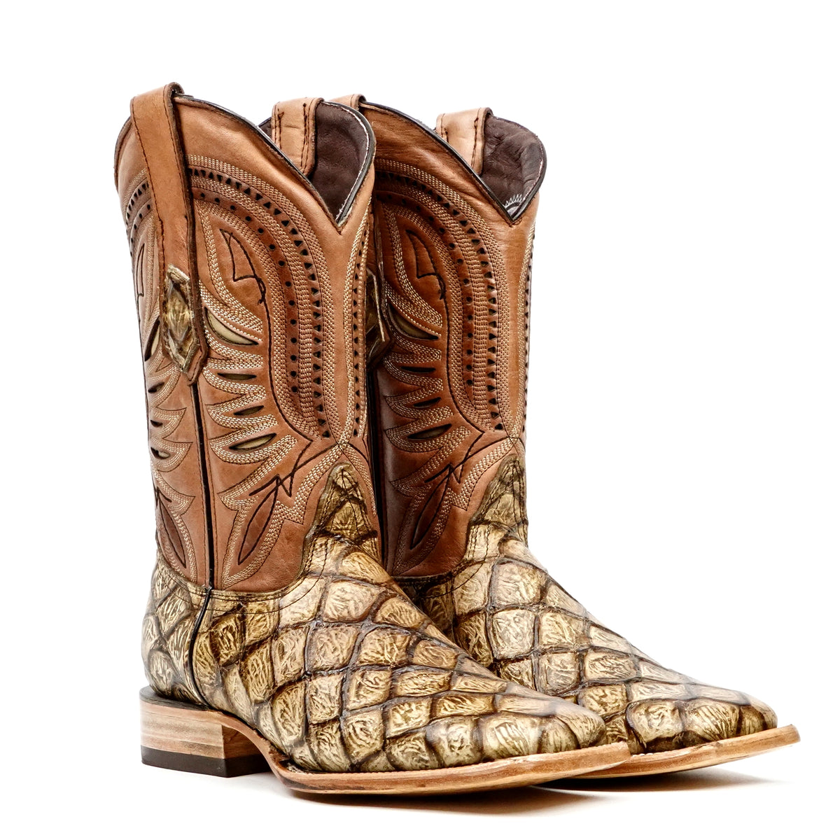 Pirarucu Orix Boots - Embossed Leather - Square Toe (E687)